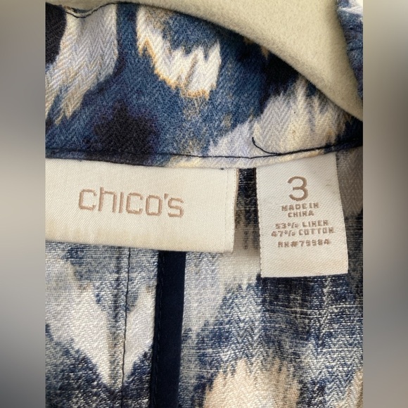 Chico’s Linen Boho Lagenlook Open Front Jacket Art to Wear Watercolor XL/16 - Picture 9 of 9